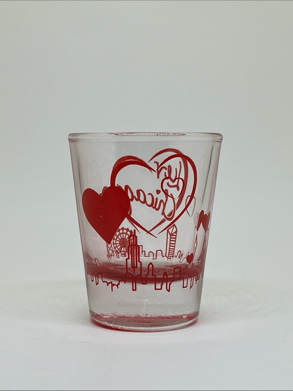 Red Heart Chicago Skyline Shot Glass - Picture 2 of 4